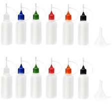 12 Pcs 0.5 Ounce Precision Tip Applicator Bottles, 6 Color Needle Tip Glue Bo...