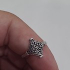 Silver Tone Stainless Steel Square Floral Band Ring Size 7 No Stones — photo 3