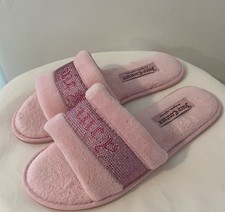 Juicy Couture JC Gravity Slide Slippers Faux Fur Pink Size XL 9.5/10.5