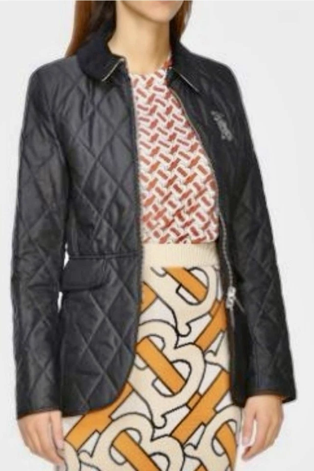 BURBERRY TB RIDING 绗缝拉链黑色夹克 L — 第 4/4 张图片