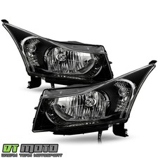 [ALL Black] 2011 2012 2013 2014 2015 Chevy Cruze Headlights Headlamps Left+Right