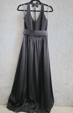 White By Vera Wang Halter Bridesmaid Gown with Sash Womens Size 2 Black VW360214