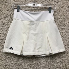 Adidas Skort Medium Youth White Aeroready Pleated Tennis Skirt Performance Girls