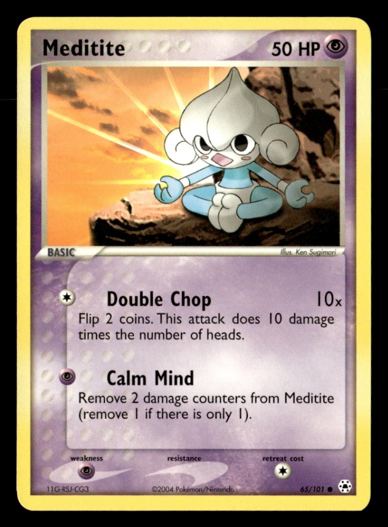 Meditite - Common Normal Hidden Legends 65/101 NM Pokémon TCG