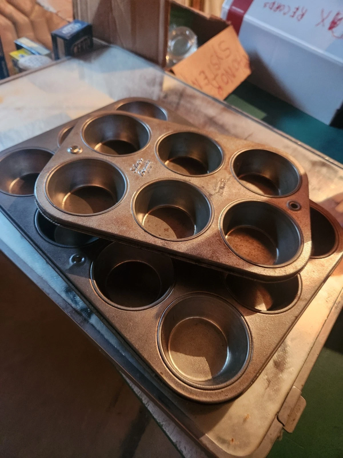 Set of 6 Vintage 6 cup and 12 cup aluminum cupcake tins