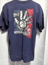VTG 90s FILA Summer Pro League Basketball T-Shirt Large L Made in USA Navy