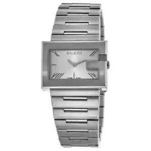 Montre pour femme Gucci YA100506 ton argent lunette en forme de G série 100 L cadran blanc