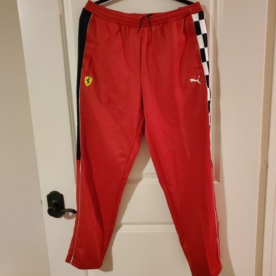 NWT Puma x Ferrari Race MT7 Track Pants Mens Rosso Corsa Red L $90 checkered