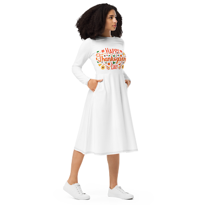 happy thanksgiving Youthful Fit-and-Flare Dress | eBay