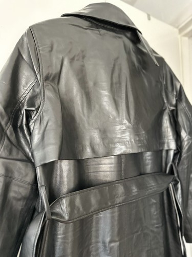 H&M coated trench coat black faux leather Size XS - Picture 11 of 14