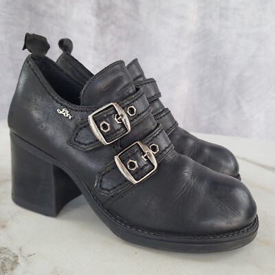RETRO Go Crazy Chunky Heel Double Buckle Punk Mary Jane Women's 40 Black