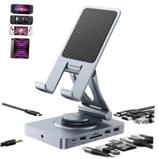 Versatile USB C Hub (11-in-1), iPad Docking Station, with SD TF Without Charger