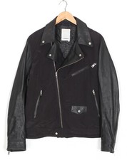 J.LINDEBERG Biker Style Lamb Leather Sleeves Collar Jacket Men Size XL MJ4596