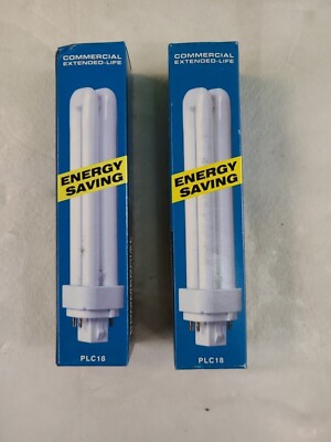 COM EXT LIFE PLC 18/E 4100K 18W 4 Pin G24-2 BASE CFL Bulb-LOT OF 2