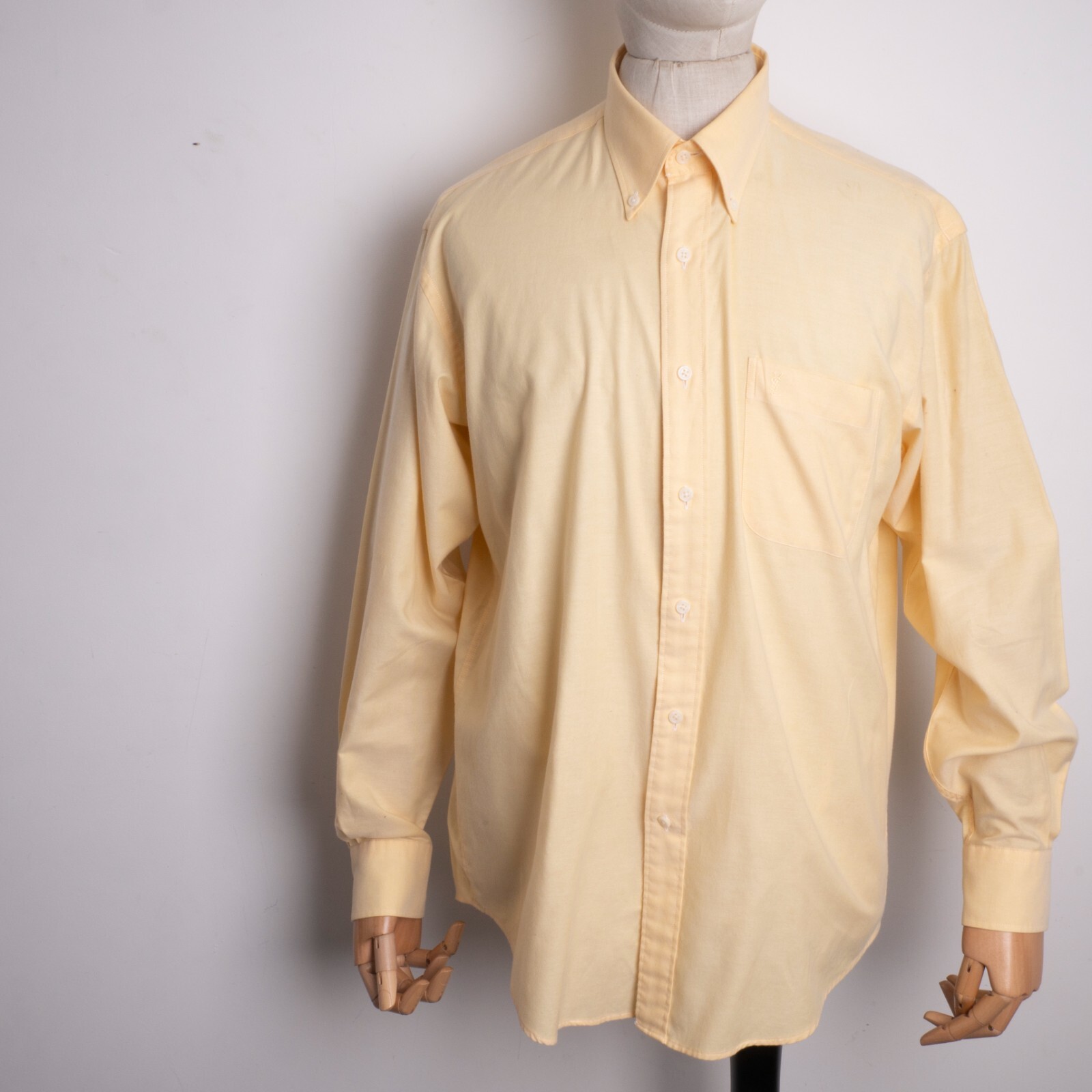 Camicia Yves Saint Laurent uomo gialla manica lunga cotone taglia 39 15 1 2