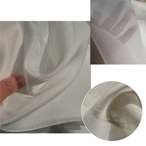 Glitter Chiffon Fabric Translucent Mesh Solid Cloth Craft Dress By Metre - Picture 7 of 11