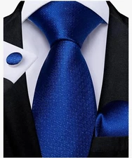 Royal Blue Necktie Set (with Hanky and Cufflinks) with Shimmer (N-7025)