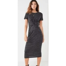 Urban Outfitters Gray Twist Front Dress Knit Charcoal Size M 8 10 Midi Casual