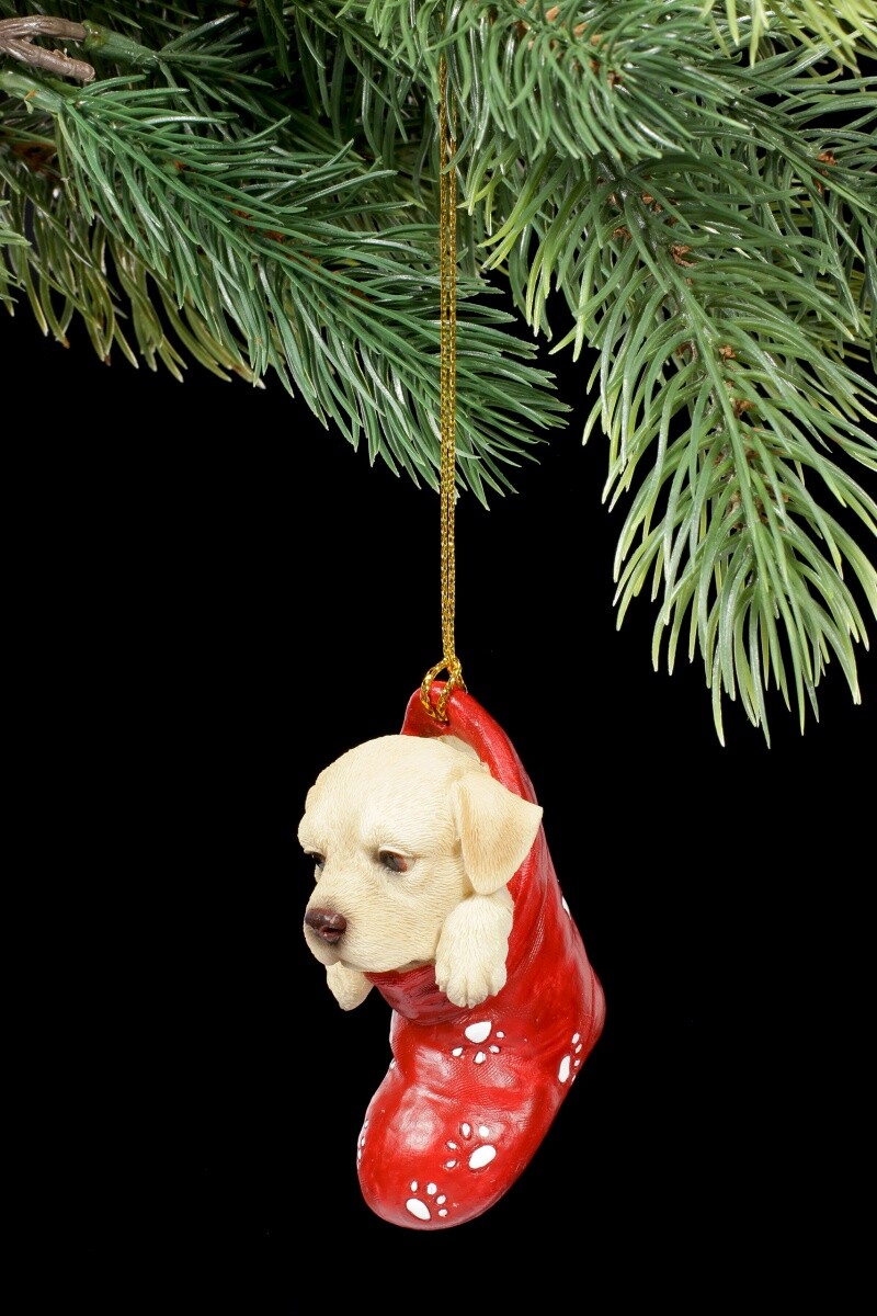 Christmas Ornament Dog - Labrador In Stocking - Christmas Decoration Cute Puppy