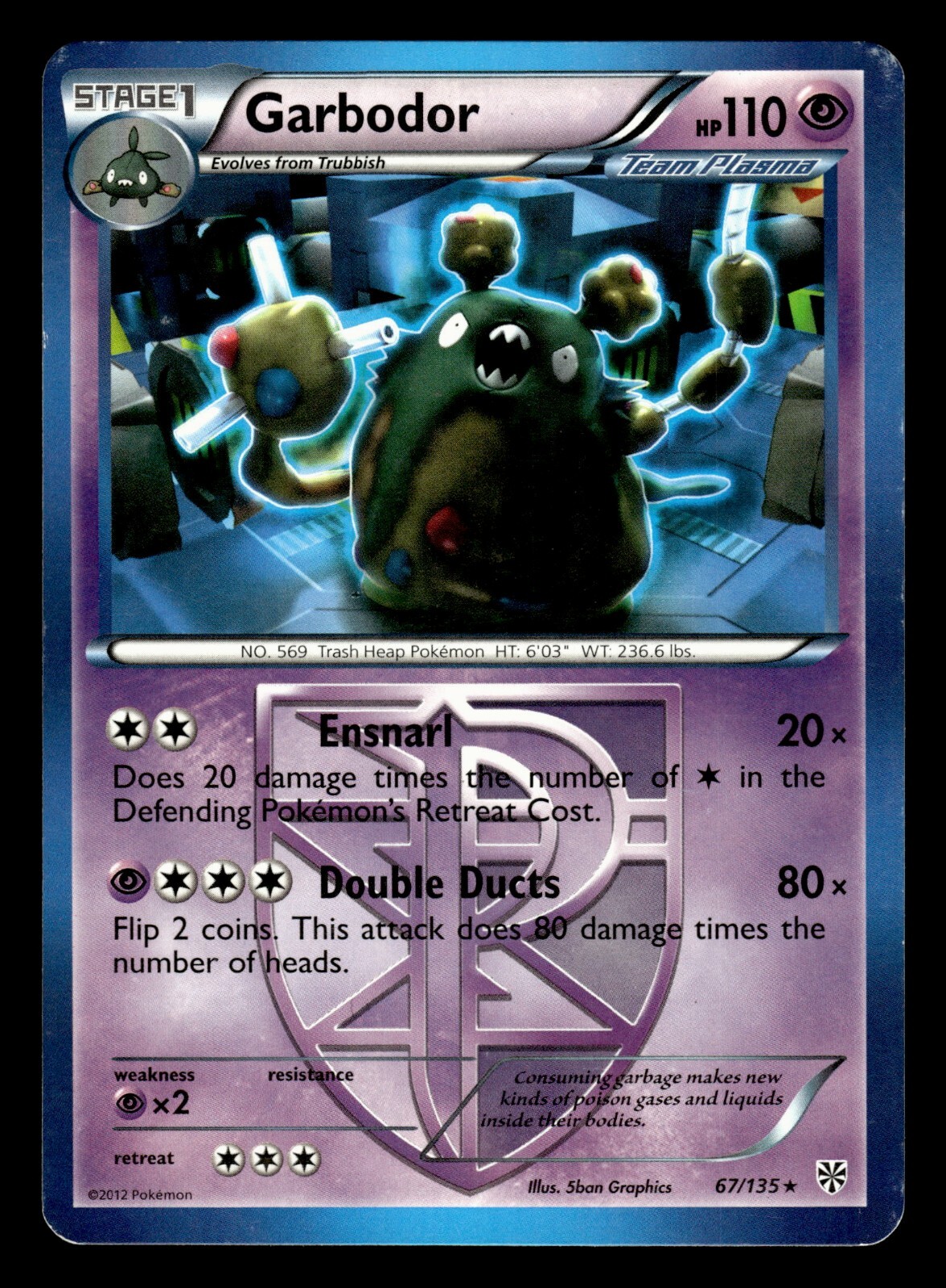 Pokemon Garbodor 67/135 Plasma Storm Rare Card