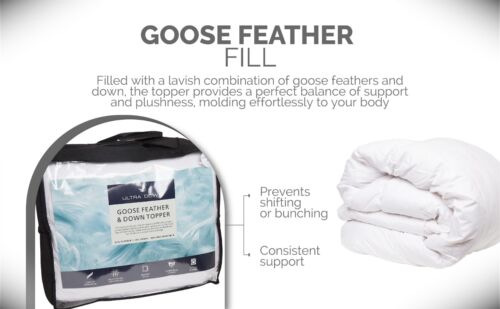 LUXURY GOOSE FEATHER & DOWN 15% MATTRESS TOPPER ENHANCER OVERLAY - COTTON CASING - Picture 9 of 12