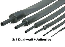 100ft 1/4" 6mm Black 3:1 Dual-wall Adhesive Lined Heat Shrink Tubing