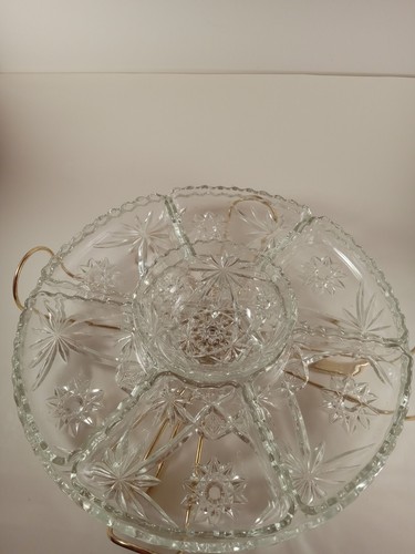 Vintage Glass Lazy Susan 7 Dishes