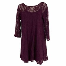 Forever 21 Dress Women's Medium Long Sleeve Above Knee Mini Shift Lace Overlay