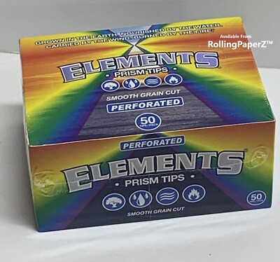 FULL SEALED BOX of ELEMENTS PRISM TIPS Perforated Multi-Colored 50 PACKS