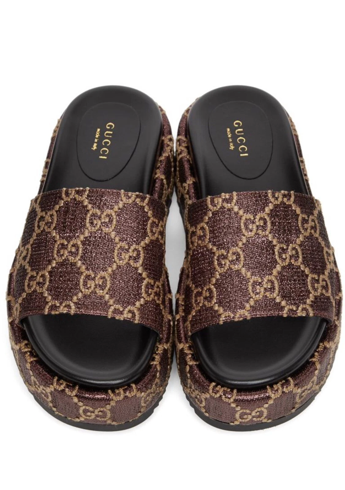 CHAUSSURES GUCCI ANGELINA GG SUPREME PLATEFORME SLIDE US 9,5