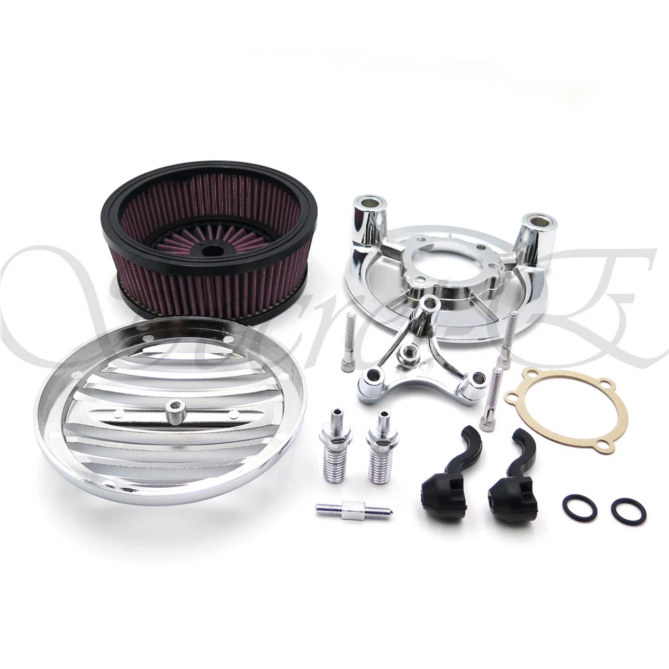 Kit de filtro de aire de rejilla cromada para Harley Sportster 1200 Custom XL1200C 2007-2017 Foto 3 de 4