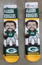 2 Pack NFL Green Bay Packers Socks Gift Set Aaron Rodgers Youth Size Kids Fit