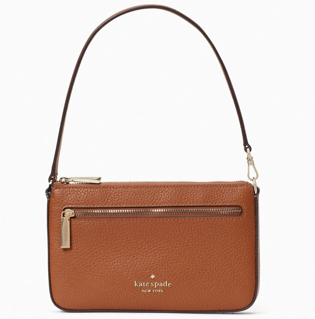 Kate Spade Leila Convertible Wristlet Brown Pebbled Leather K6088