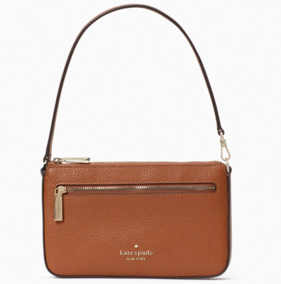 Kate Spade Leila Convertible Wristlet Brown Pebbled Leather K6088