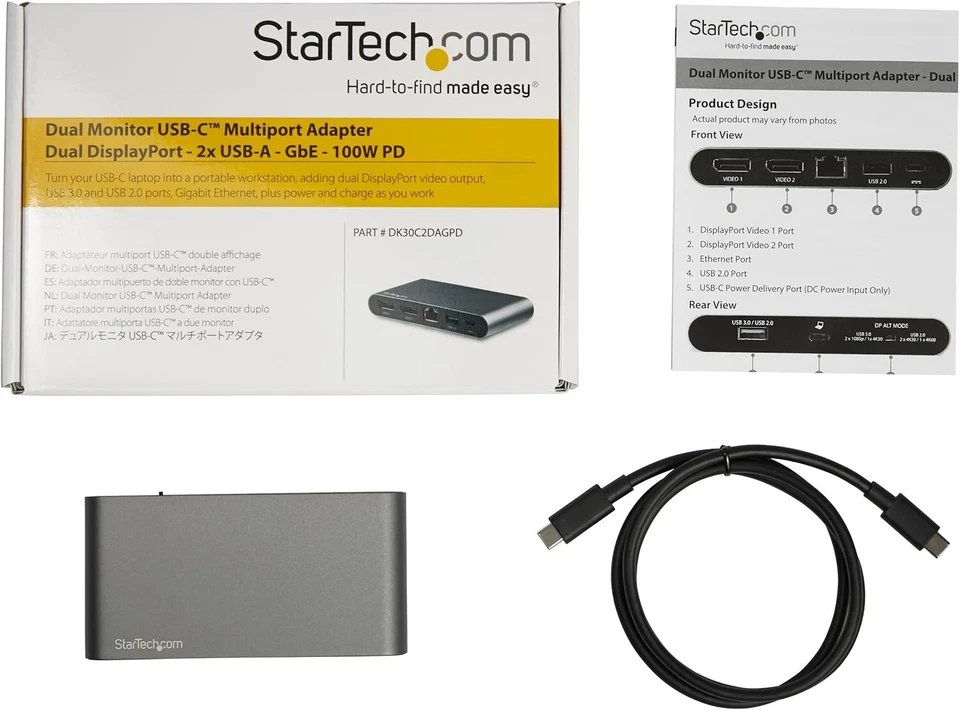 StarTech USB-C Dual Monitor Dual DisplayPort Multiport Adapter - DK30C2DAGPD - Image 3 of 4