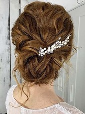 Pearl Bride Wedding Hair Vine Silver Headband Hair Piece Rhinestone Headpiece...