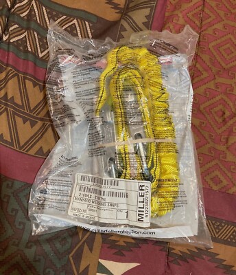 Miller 219WLS-Z Lanyard W/ Locking Snaps 7/6FT Shock-Absorbing,Yellow NEW in bag