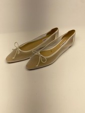 Badgley Mischika Womens Cam Pointed Toe White Mesh Leather Flats with Bow Sz 10