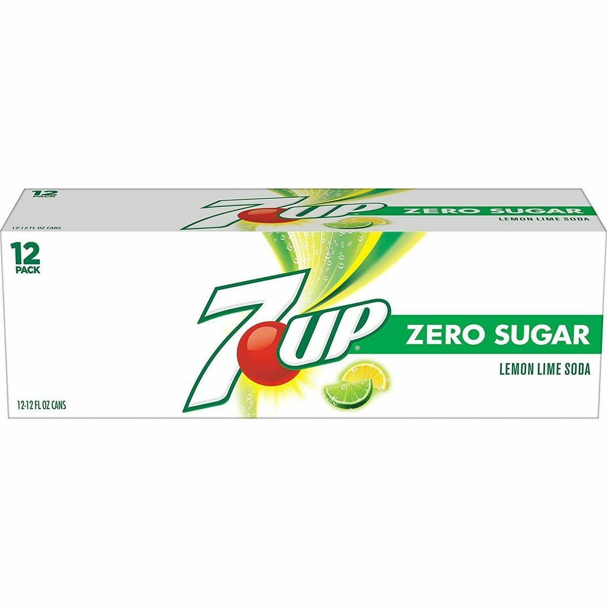 7UP Lemon Lime Zero Sugar Diet Soft Drink 12 oz Cans (Pack Of 12