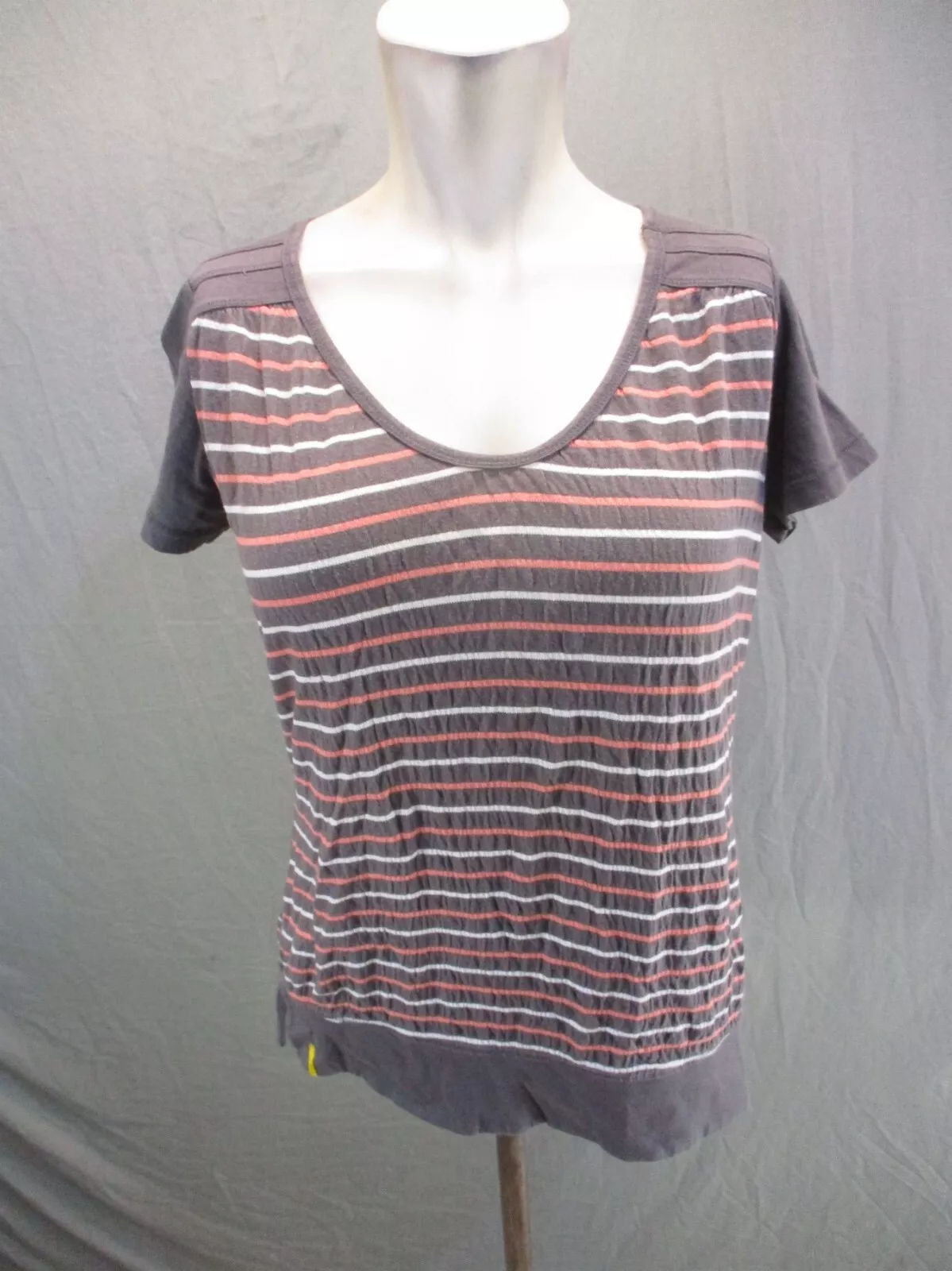 lole striped cotton blend round neck athletic shirt