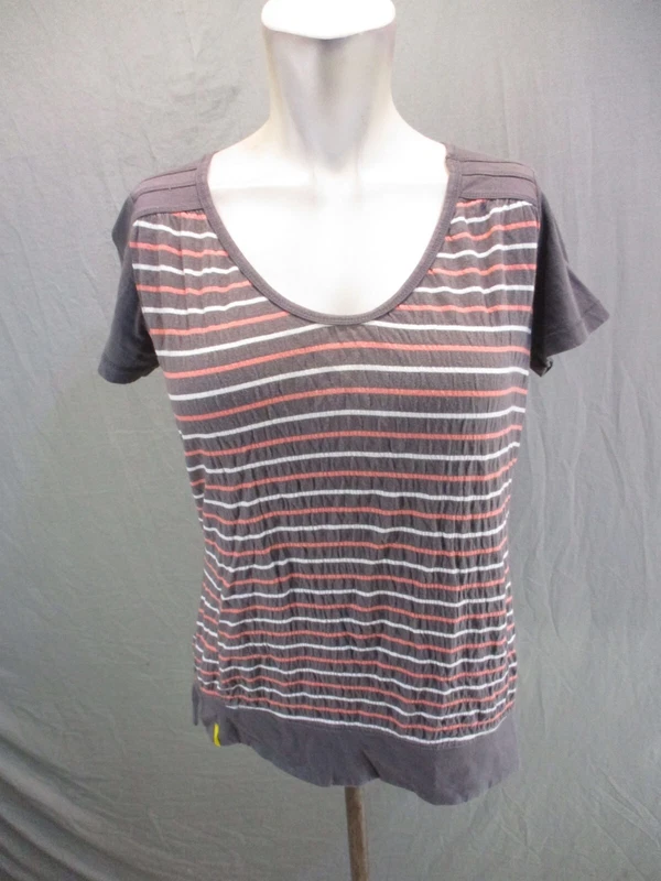 lole striped cotton blend round neck athletic shirt