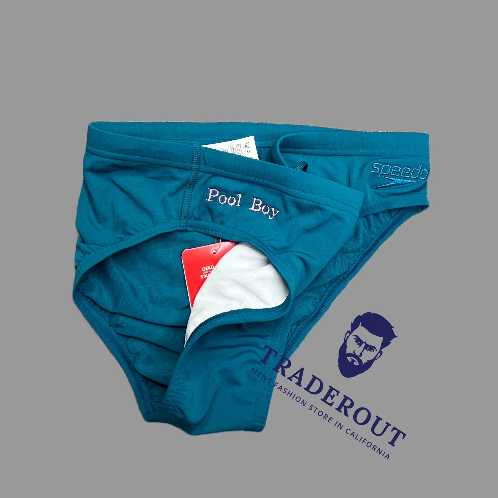 Pool Boy custom embroidery men teal green speedo swim brief swimwear ...