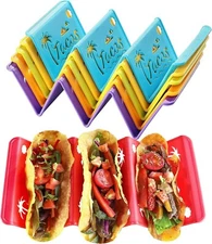 6PCS Taco Holder Stands with Unique Island Pattern, Colorful
