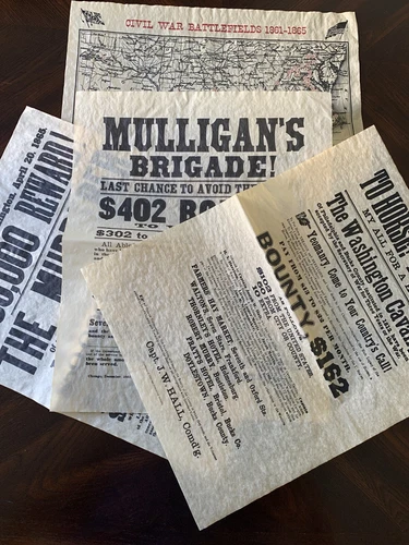 Civil War Document Set - Northern Edition Large Parchment replicas