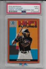 2022 Bowman Chrome MARCO LUCIANO Hi-Fi Futures ORANGE REFRACTOR # /25 ~ PSA 9