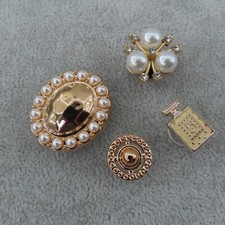 PEARL GOLD BLING Shoe Charms for Shoes Wristbands Set of 4 Sparkle Luxury Lot