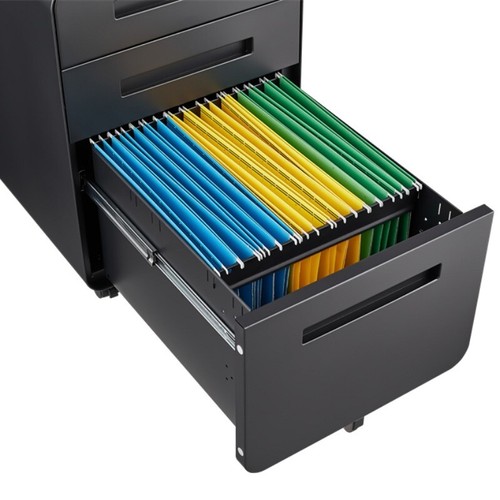 3 Drawer Mobile File Cabinet Under Desk Office Versatile Storage Anti-Tilting - Picture 3 of 19