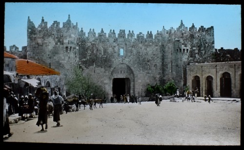 JERUSALEM DAMASCUS GATE ISRAEL C1920 PHOTO Magic Lantern Slide