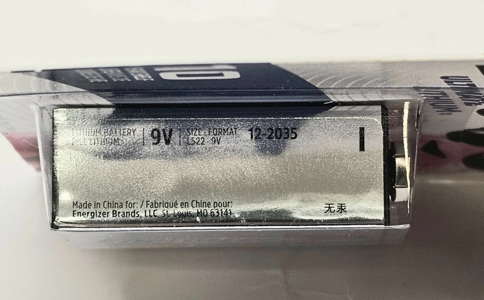 Energizer Ultimate Lithium 9V  L522, 10 years life , 1 Pack,  EXP 12- 2035 NEW - Image 3 of 3