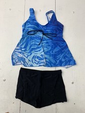 Womens Blue 2 Piece Swimsuit Set Size Medium
